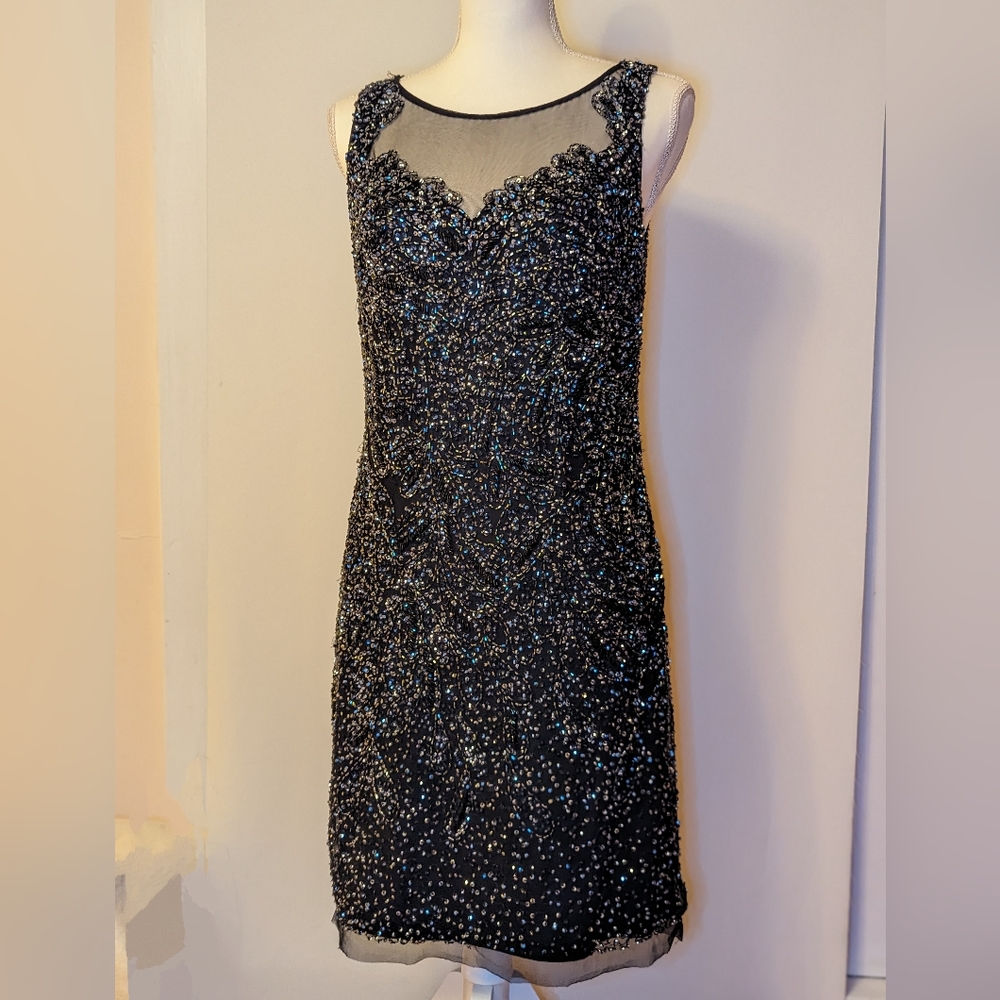 Le Chateau Black and Silver Embellished Dress